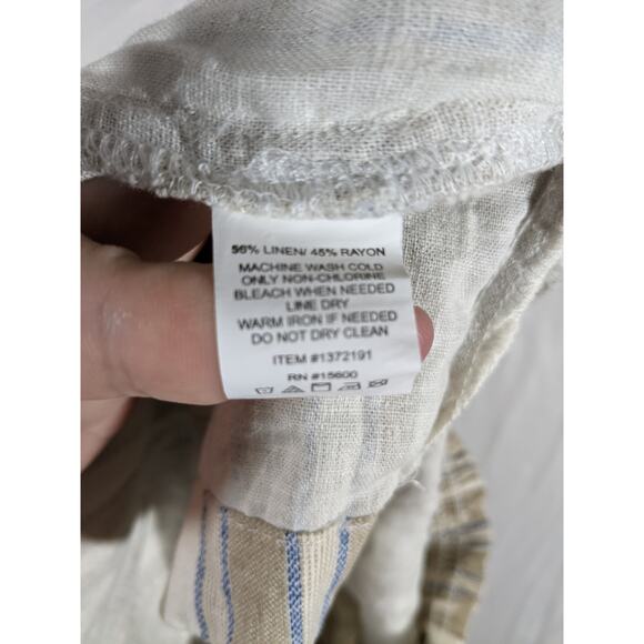 Briggs Linen Blend‎ Striped Pull On Shorts Pockets Beige Large Above Knee Casual - Picture 9 of 10